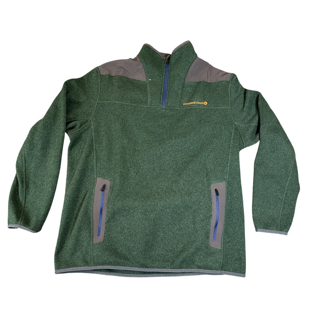 Vineyard Vines Mens XL Green Heathered Quarter Zip Shep Shirt Fleece Pullover